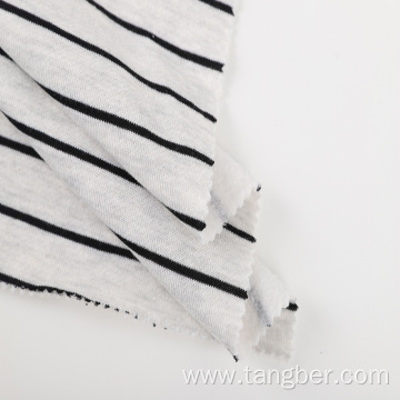 Yarn dyed striped one side brushed fleece fabric